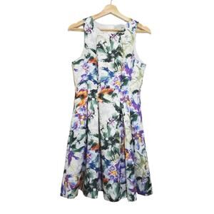 H&M | Floral Sleeveless Pleated Skirt Lined Dress with Pockets Substantial Feel